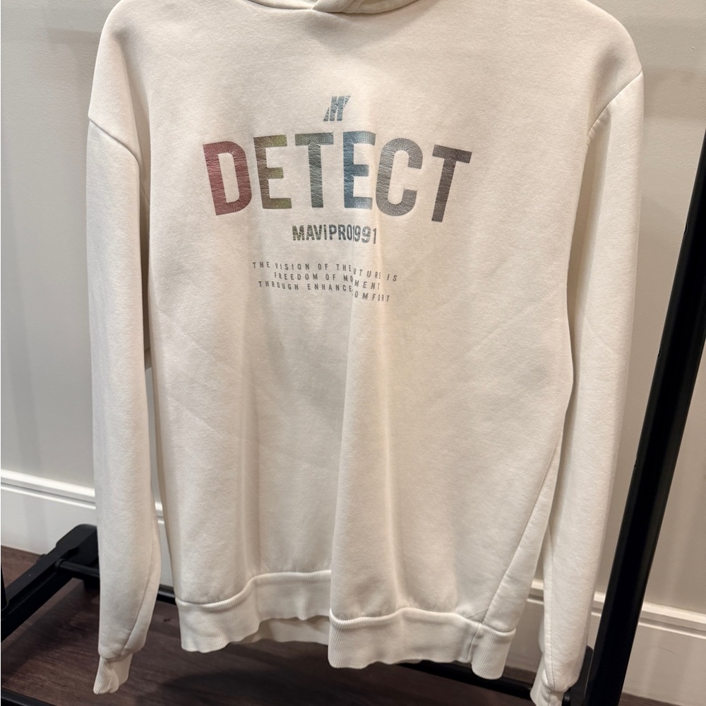 H&M Cream Hoodie with Multicolor Print